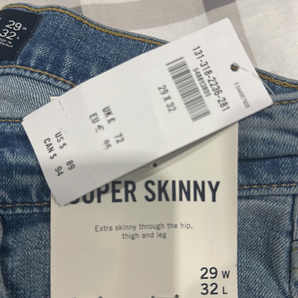 Abercrombie super skinny jeans size 29x32 NWT - Picture 2 of 2